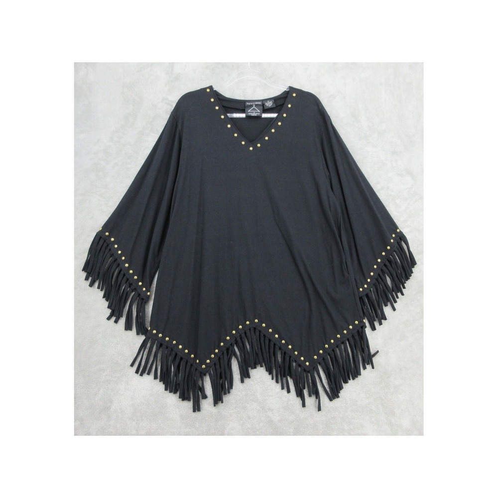 Anthony Mark Hankins Poncho Womens Size 1X Studded Fringe Poclets Western Boxy